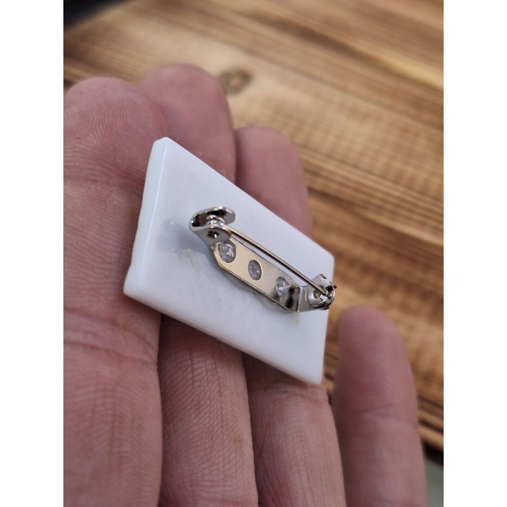Fused Art Glass Rectangular Brooch Pin 1.5"‎ X 1" - Picture 4 of 6